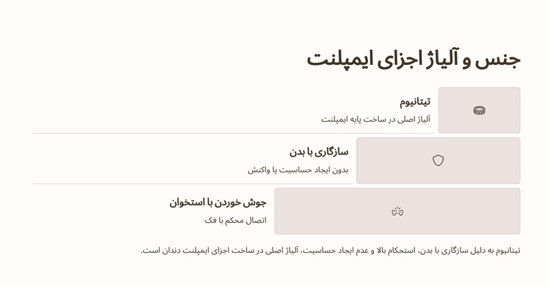 جنس و آلیاژ اجزای ایمپلنت دندان