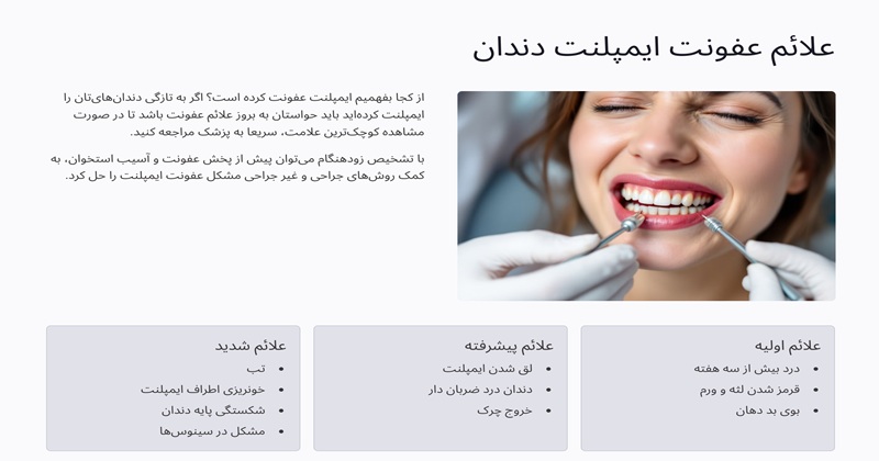 علائم عفونت ایمپلنت دندان