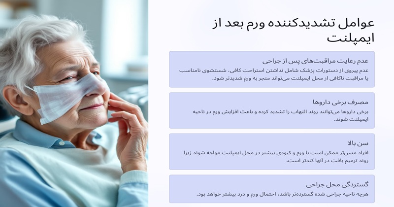 چه عواملی باعث شدیدتر شدن ورم بعد از ایمپلنت می شود؟