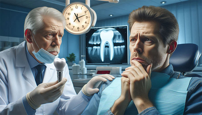 دیر گذاشتن روکش ایمپلنت