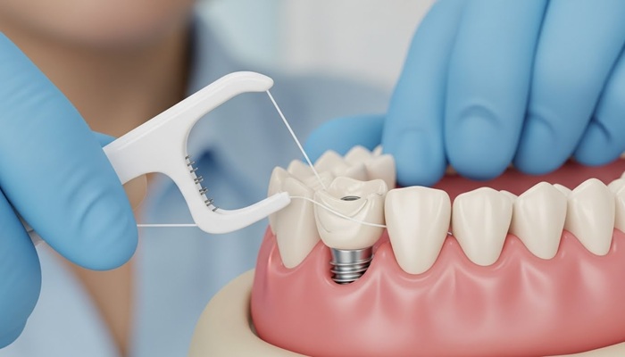 نحوه استفاده از نخ دندان ایمپلنت